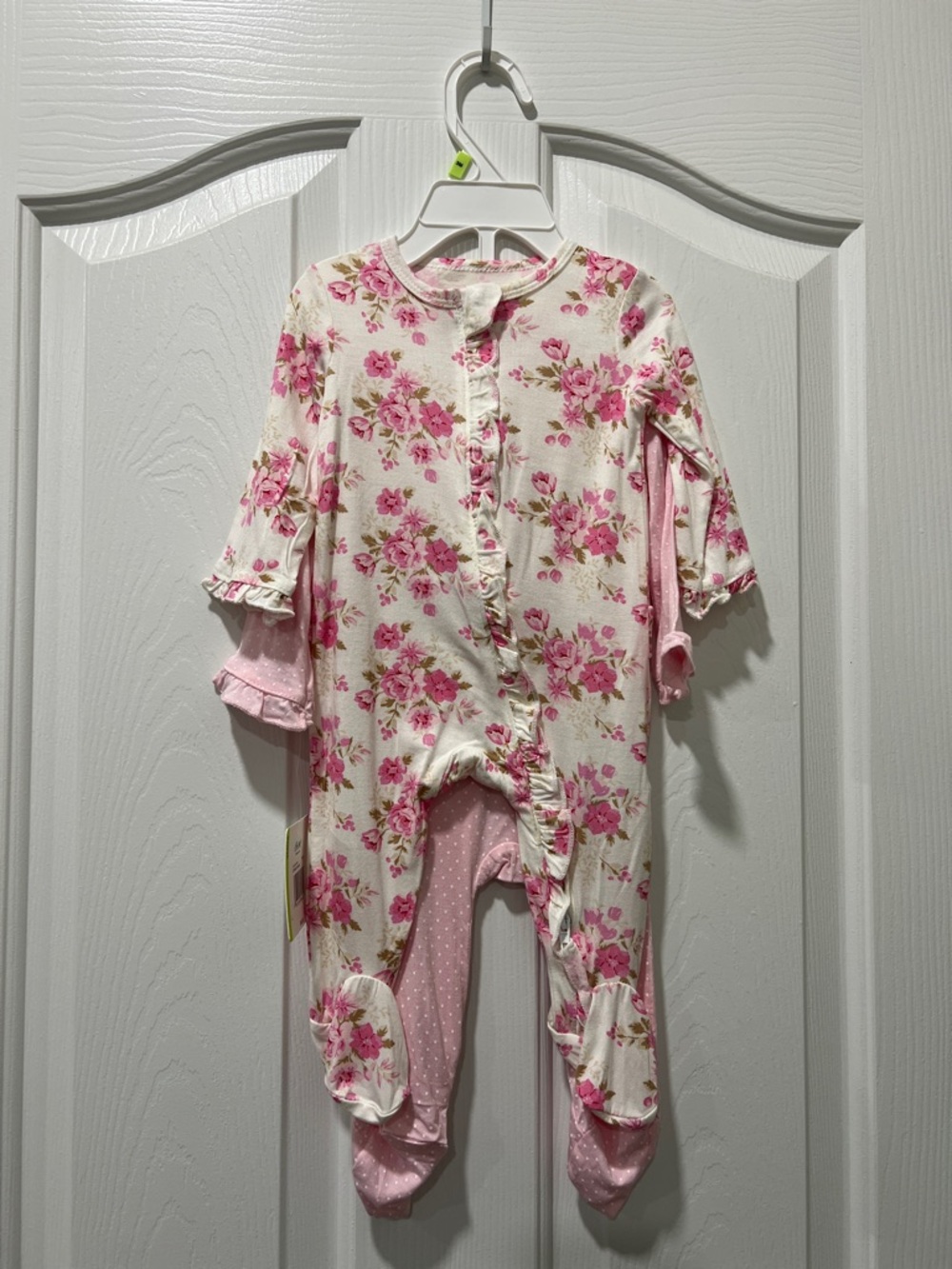 Little Me Pink Floral Ruffle Footed One-Piece Set (THERE ARE TWO)